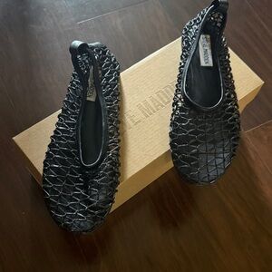 Steve Madden Black Woven Ballet Flats